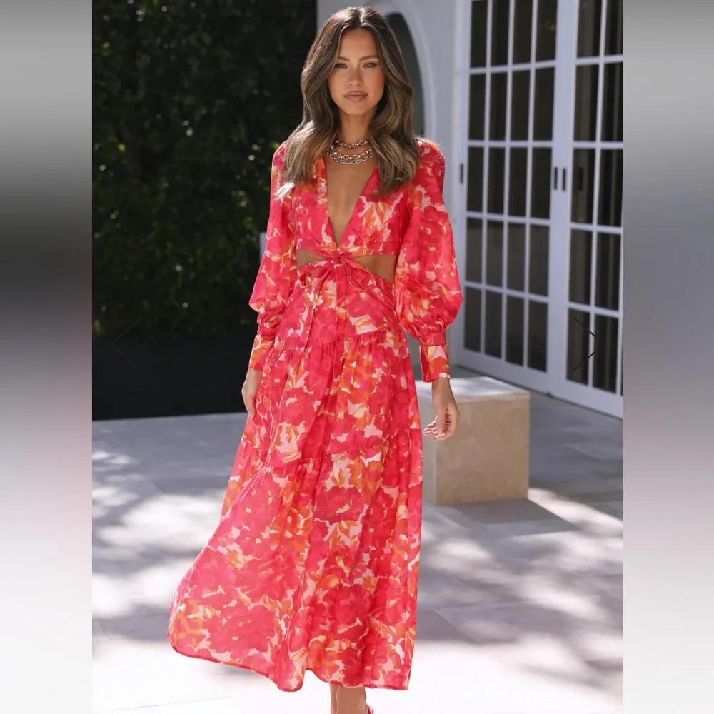 TALK LOUD MIDI DRESS FLORAL - Picture 1 of 6